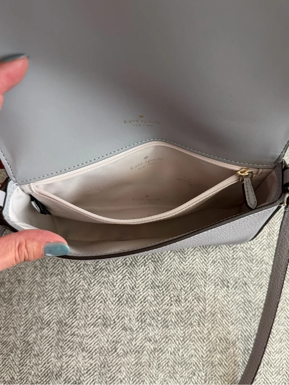 kate spade Two-Tone Gray and Cream Pebbled Leather Crossbody